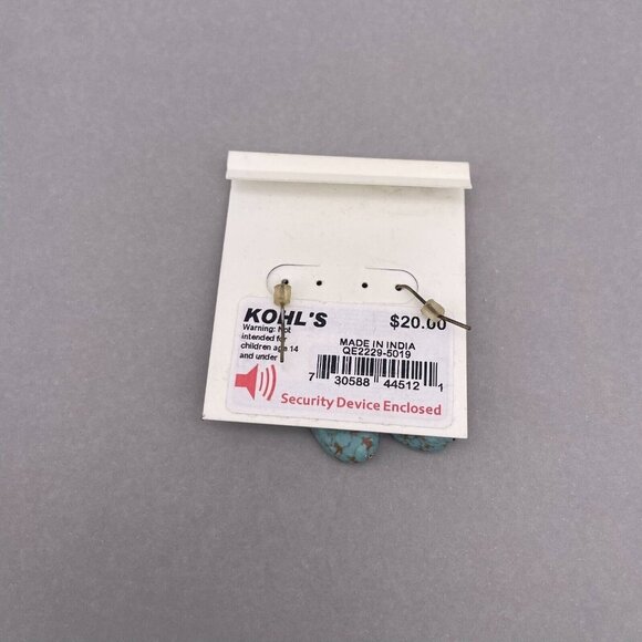 Chaps Semi Precious Nugget Drop Dangle Earrings Hook Closure Gold Tone - Picture 4 of 4